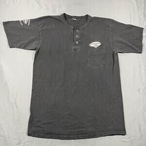 Vintage Harley Davidson Henley Shirt Mens Large Black NYC New York City Pocket S